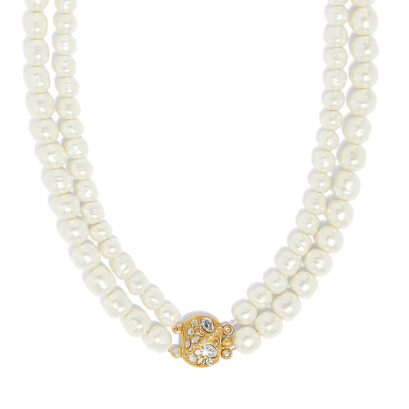 Trust your journey double pearl necklace