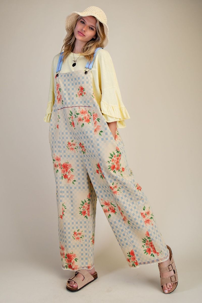 Vintage floral overalls