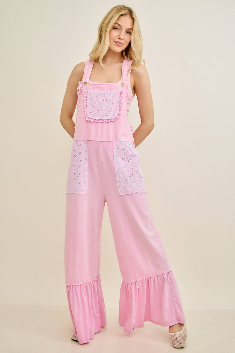 Mineral Washed Tea Party Ruffle Jumpsuit