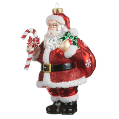 8” santa with candy cane ornament