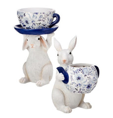 9” bunny with teapot/cup