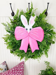 Peeking bunny with pink bow