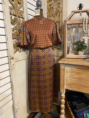 Midi Print Skirt