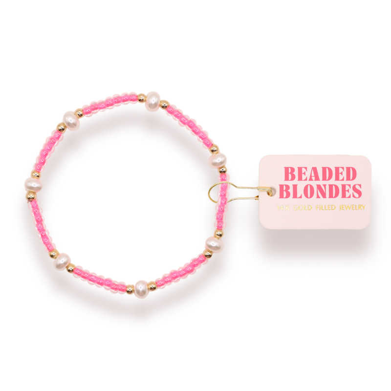 Hot Pink Pearl Bracelet: Extended 7.25 inch