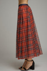 Red Plaid maxi skirt