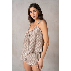 Cotton Double Gauze Stripe BTN-UP Cami