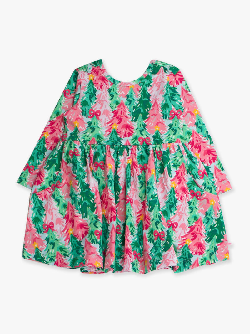 Girls Pink Jolly Grove Knit Long Sleeve Twirl Dress: Pink / 12-18m