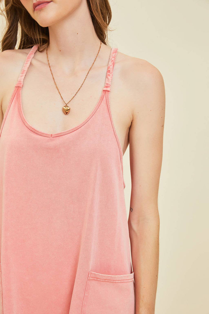 PLUS WASHED COTTON JERSEY DRESS WITH ATTACHED ONESIE: PINK ORANGE