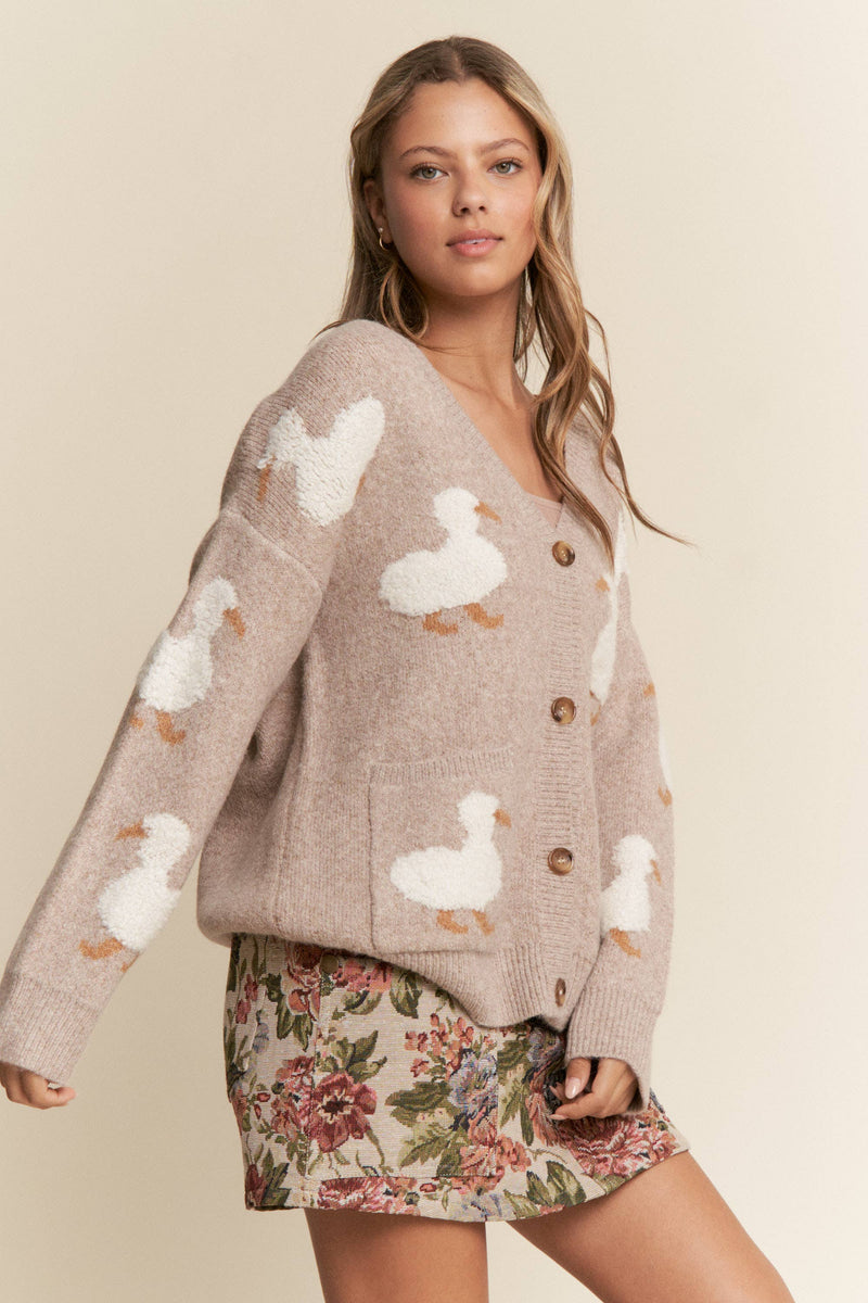 Duck Button Up Soft Knit Cardigan