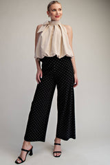 High Neck Tie Wrap Balloon Sleeveless Top