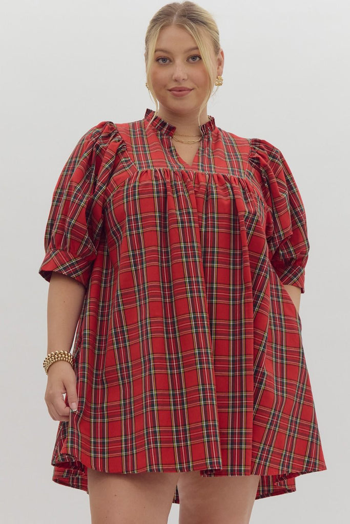 Holiday Plaid Puff Sleeve Dress My Cobblestone Cottage Holiday Plaid Puff Sleeve Dress My Cobblestone Cottage