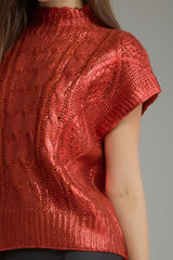 Metallic crop SS sweater