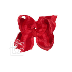 Double Ruffle/ Grosgrain Layered Hair Bow: 4.5" Large