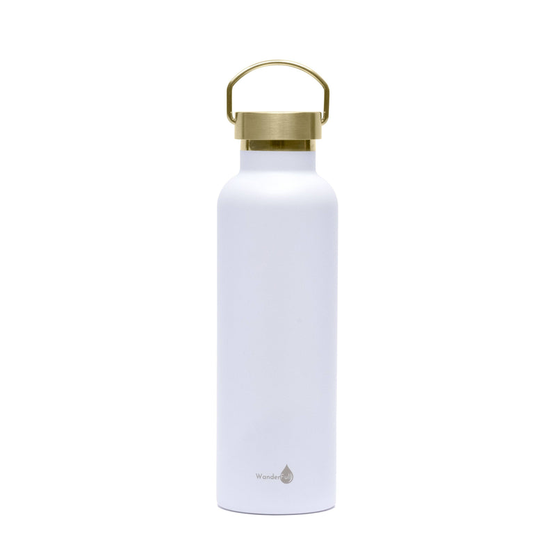 White with Gold Top Insulated Water Bottle- 1000 ml/34 Oz