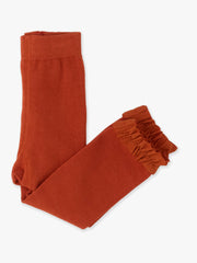 Girls Rust Footless Ruffle Tights: Orange
