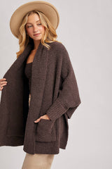 OPEN FRONT BLANKET WRAP BOUCLE KNIT SWEATER CARDIGAN- One Size
