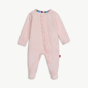 Pink pin dot footie