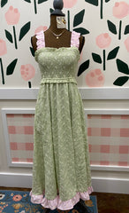 Embroidery detailed striped dress
