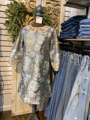 Jacquard button neck dress