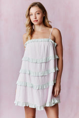 Contrast Ruffle detail sleeveless mini dress