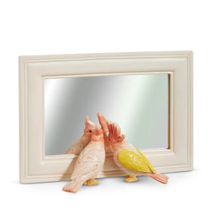Mirror with parakeets
