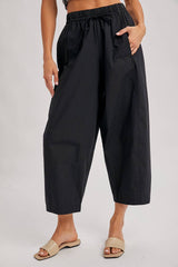 PAPERBAG-STYLE DRAWSTRING BARREL PANTS