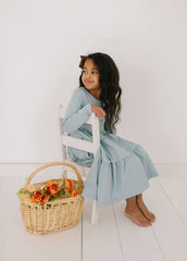 Gwendolyn Ruffle Dress in Dusty Blue | Girls fall Dress