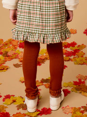 Girls Rust Footless Ruffle Tights: Orange