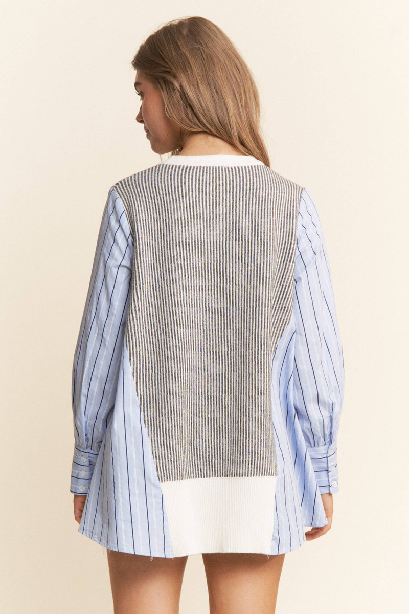 Multi Pattern Color Block Long Sleeve