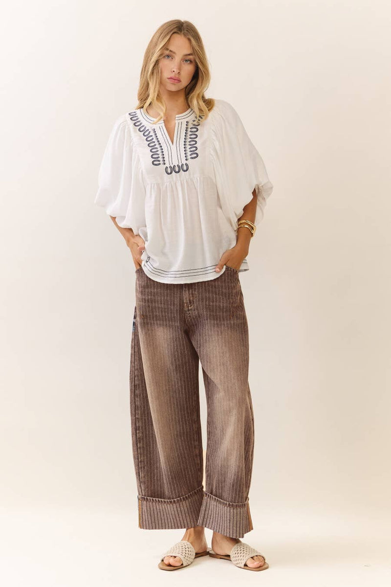 The Striped Barrel Carpenter Culottes Pants: Washed Brown