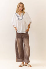 The Striped Barrel Carpenter Culottes Pants: Washed Brown