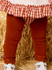 Girls Rust Footless Ruffle Tights: Orange