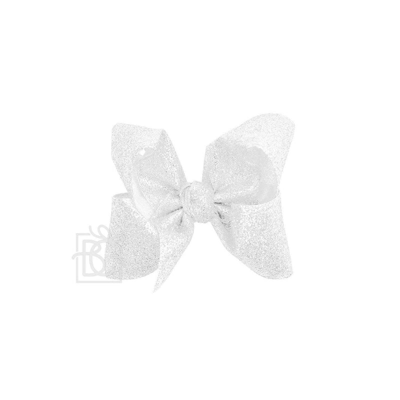 GLITTER METALLIC BOW ON CLIP: 4.5" Large - 1.5" Ribbon on Alligator Clip