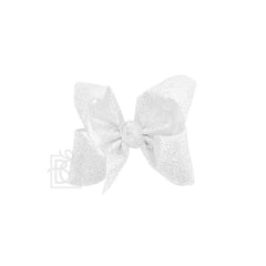 GLITTER METALLIC BOW ON CLIP: 4.5" Large - 1.5" Ribbon on Alligator Clip