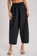 PAPERBAG-STYLE DRAWSTRING BARREL PANTS