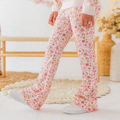 Berry Floral Flare Legging and sweater set