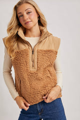 SHERPA CONTRAST HIGH STAND COLLAR VEST
