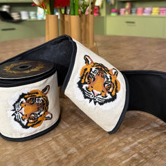 Embroidered tiger canvas 4X%yds