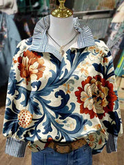 Floral Print ruffle frill blouse long sleeve