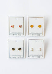 Screwback Stud Earrings - Black Cat