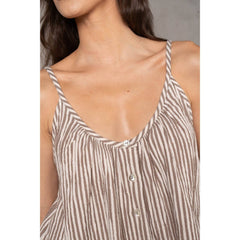 Cotton Double Gauze Stripe BTN-UP Cami