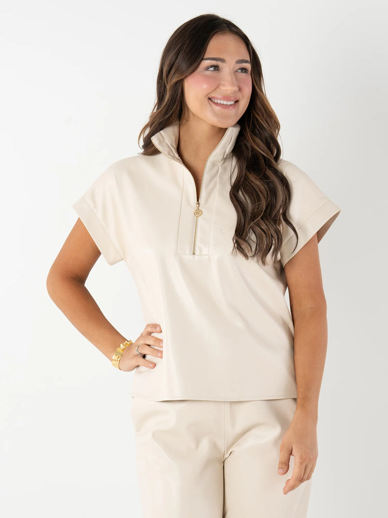 Poppy Pullover-Vegan leather