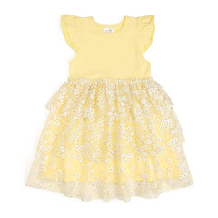 Sunshine Ditsy Daisy Easter Tiered Short Sleeve Tutu Dress