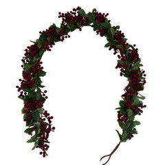 6’ burgundy holly berry garland