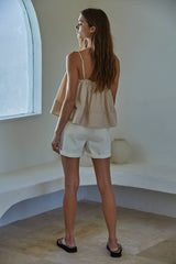 Front Tie Strap Square Neck Spaghetti Strap Cami Top