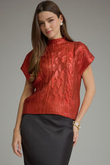 Metallic crop SS sweater