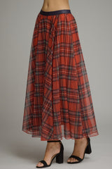 Red Plaid maxi skirt