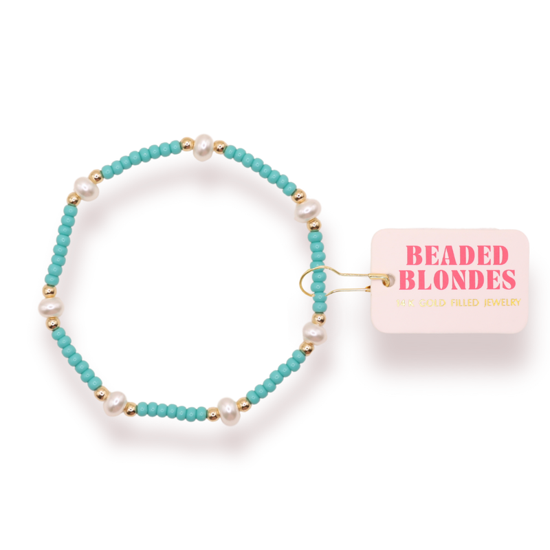 Turquoise Pearl Bracelet: Standard 6.75 inch