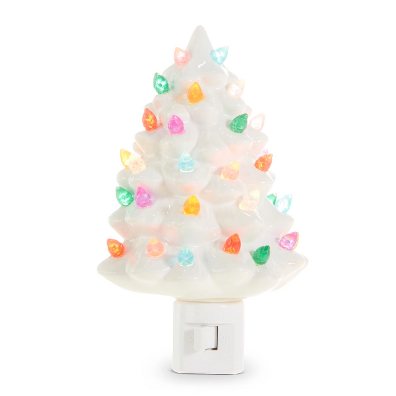 6” vintage white tree night light