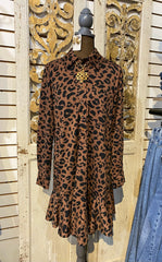 Leopard button front dress